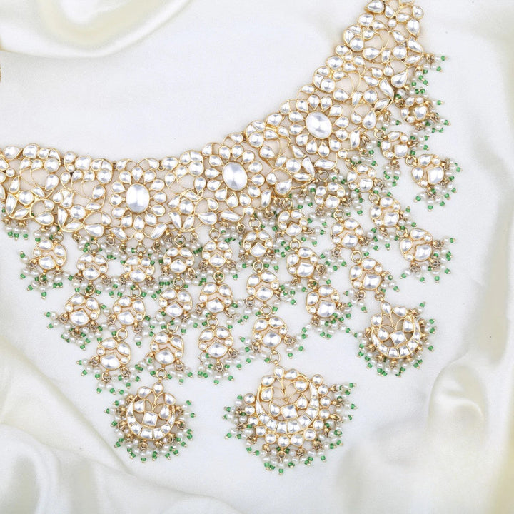 92.5 Silver,22kt Gold Plated Necklace studded with Kundan.