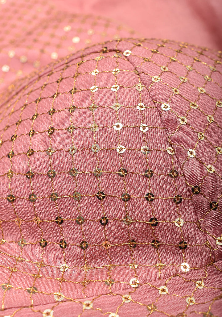 Dusty Rose Chinnon Blouse with dainty sequins, made to order