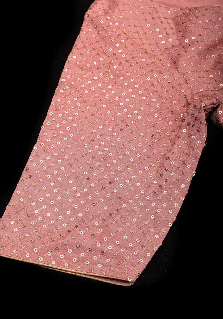 Dusty Rose Chinnon Blouse with dainty sequins, made to order