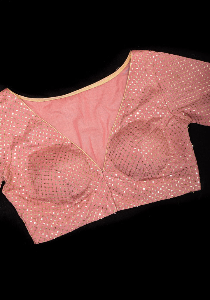 Dusty Rose Chinnon Blouse with dainty sequins, made to order