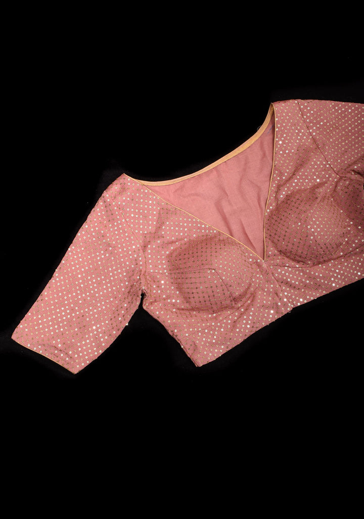 Dusty Rose Chinnon Blouse with dainty sequins, made to order
