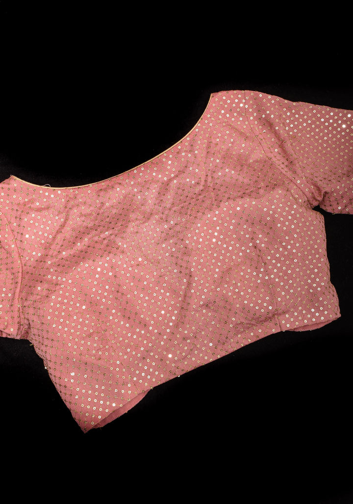 Dusty Rose Chinnon Blouse with dainty sequins, made to order