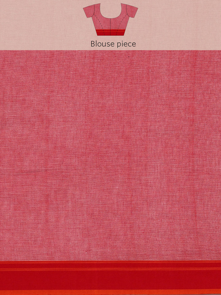 Off White Handwoven Jacquard Weave Pure Cotton saree with Resham Butta and Contrast Minimal Border