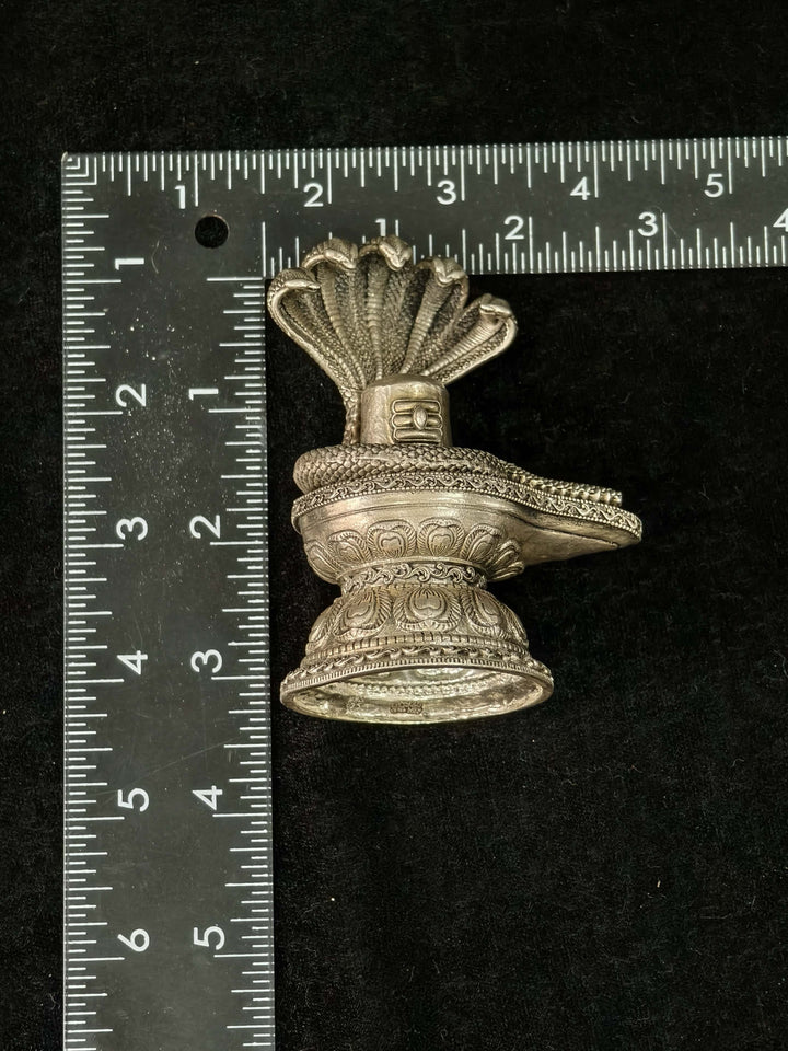Pure 92.5 Silver Padaga Shivalingam 3D Idol 3.2"