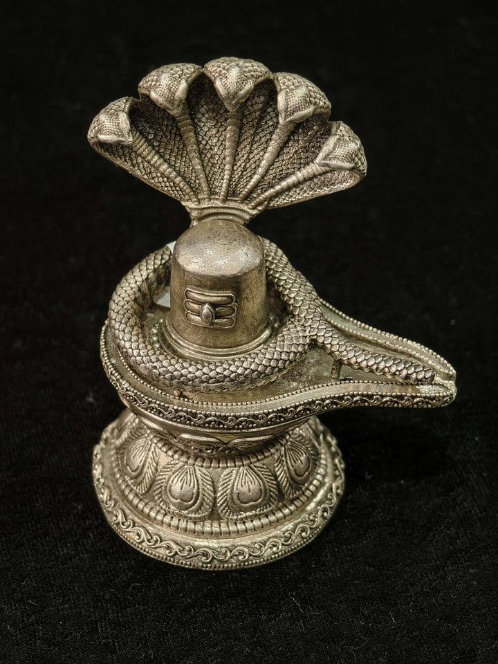 Pure 92.5 Silver Padaga Shivalingam 3D Idol 3.2"