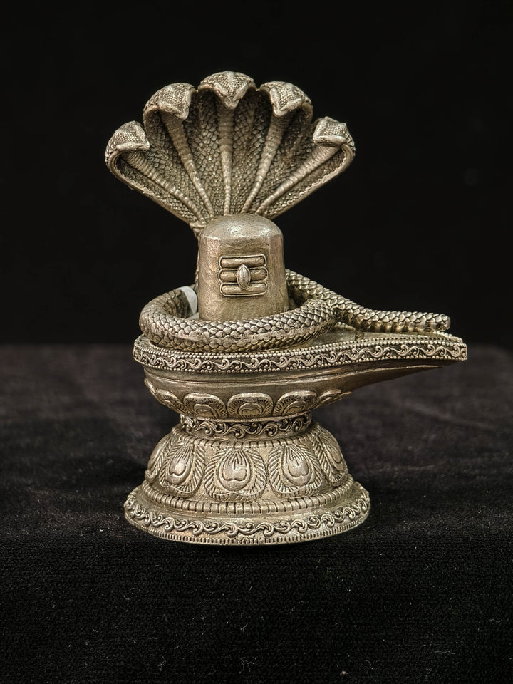 Pure 92.5 Silver Padaga Shivalingam 3D Idol 3.2"