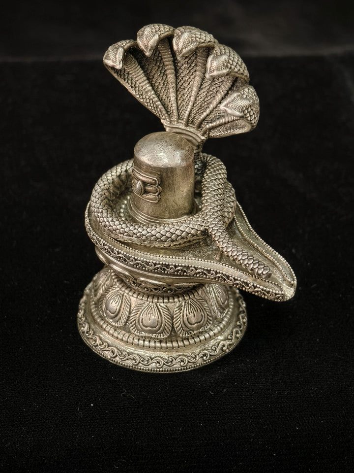 Pure 92.5 Silver Padaga Shivalingam 3D Idol 3.2"