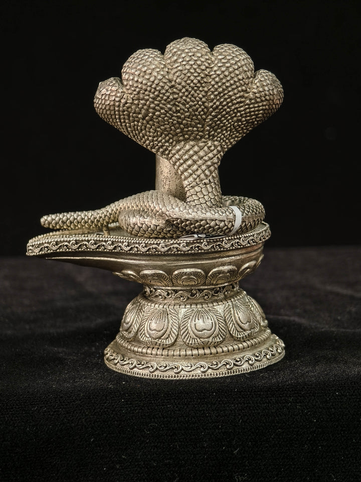 Pure 92.5 Silver Padaga Shivalingam 3D Idol 3.2"