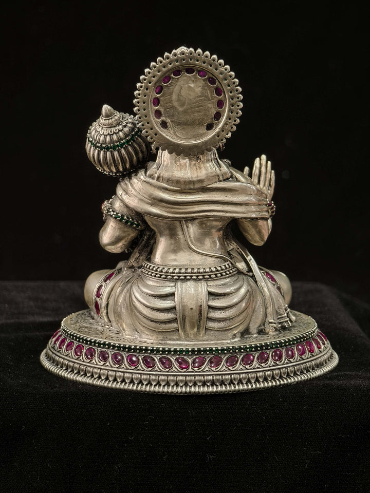 Pure 92.5 Silver "Lord Hanuman" 3D Idol with Gemstone Embellishments