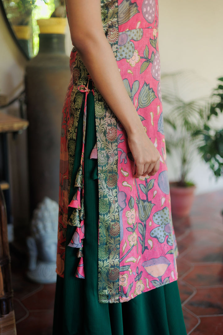 Pretty Peach and Green Kurti and Skirt Set | Shobitam Custom Gowns | Made To Order