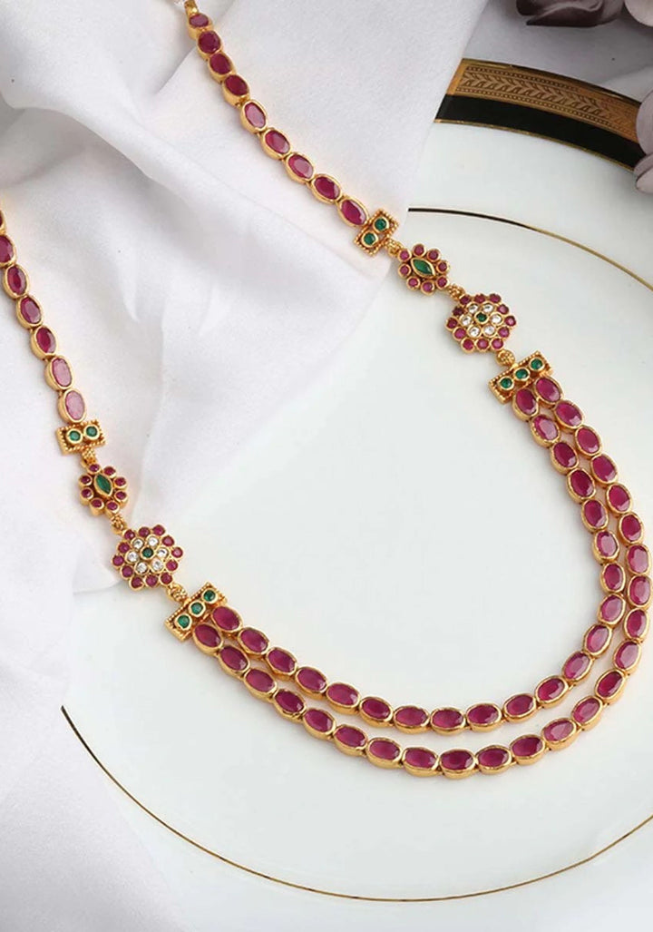 92.5 Silver Pink stone double strand necklace