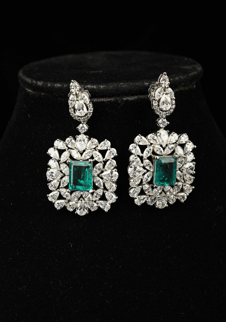 92.5 Pure Silver Necklace and Earrings Set Studded With Cubic Zirconia.