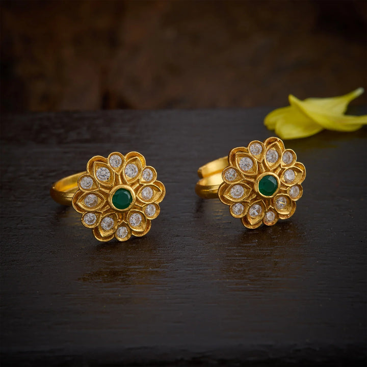 Pure 92.5 Silver, Gold Plated Petalya Toe Ring
