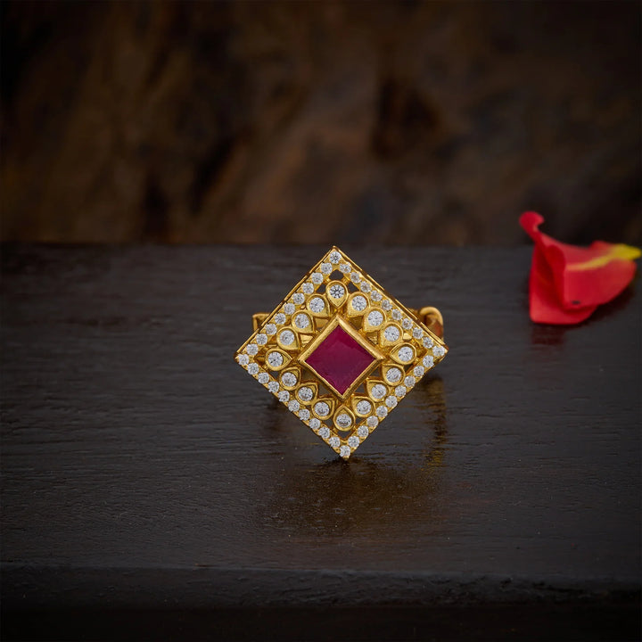Pure 92.5 Silver, Gold Plated Sqarosa Ring