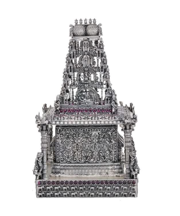 92.5 Silver Award Winning  Balaji Temple Statue with stones - 2Kg approx weight
