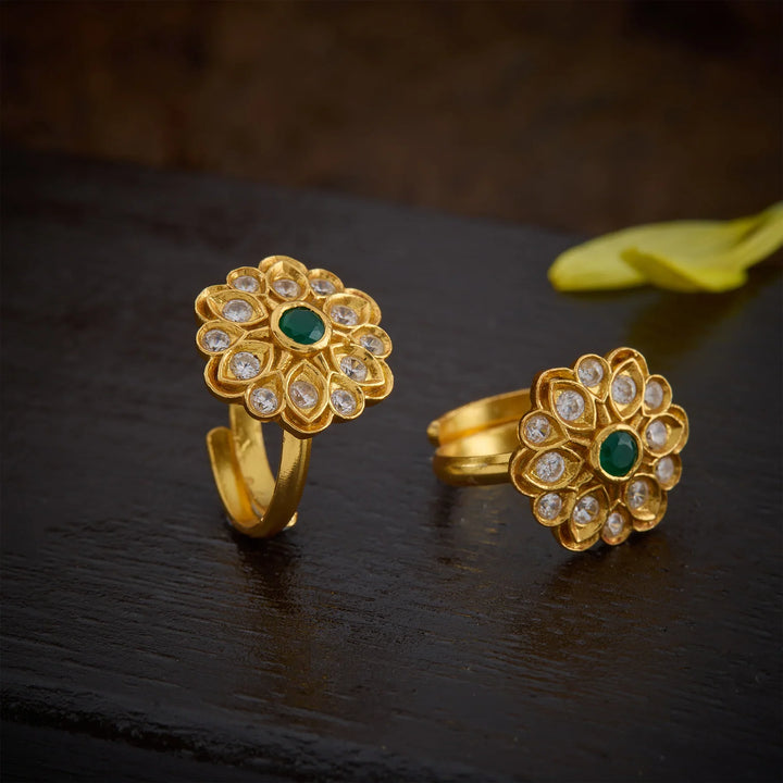 Pure 92.5 Silver, Gold Plated Petalya Toe Ring