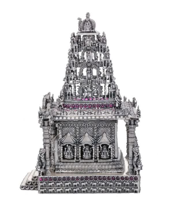 92.5 Silver Award Winning  Balaji Temple Statue with stones - 2Kg approx weight