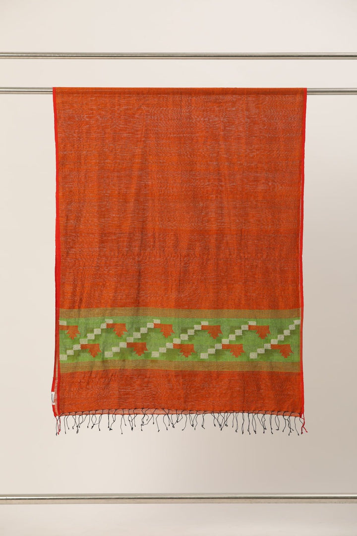 Bengal Jamdani pure handloom Silk & cotton dupatta with tassels
