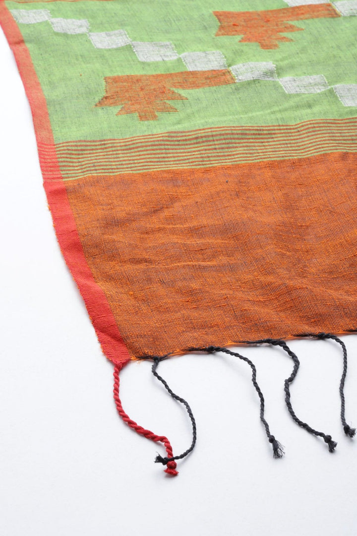 Bengal Jamdani pure handloom Silk & cotton dupatta with tassels