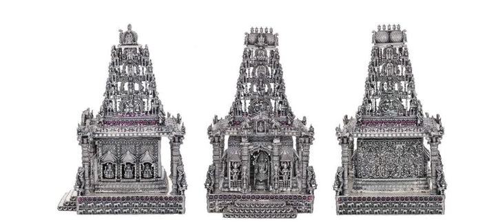 92.5 Silver Award Winning  Balaji Temple Statue with stones - 2Kg approx weight