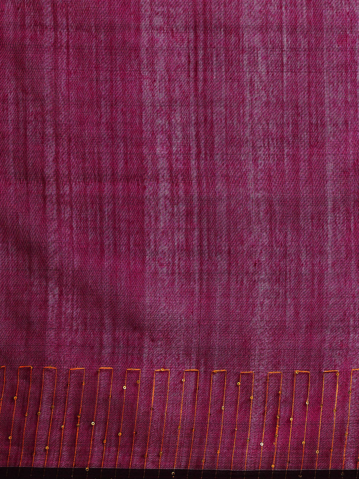 Purple Silk Cotton Sequins Saree with Blouse Piece