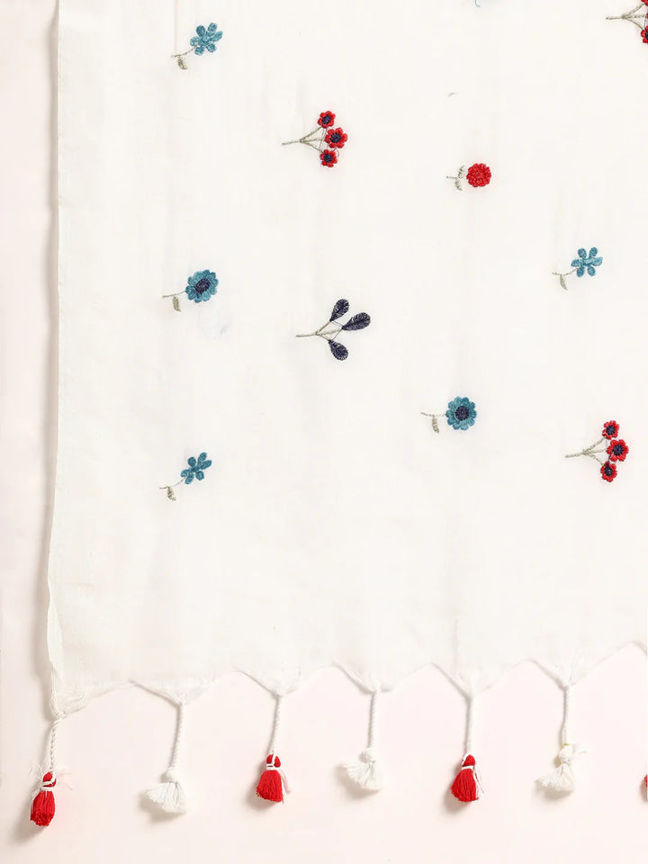 White Floral Cotton Saree