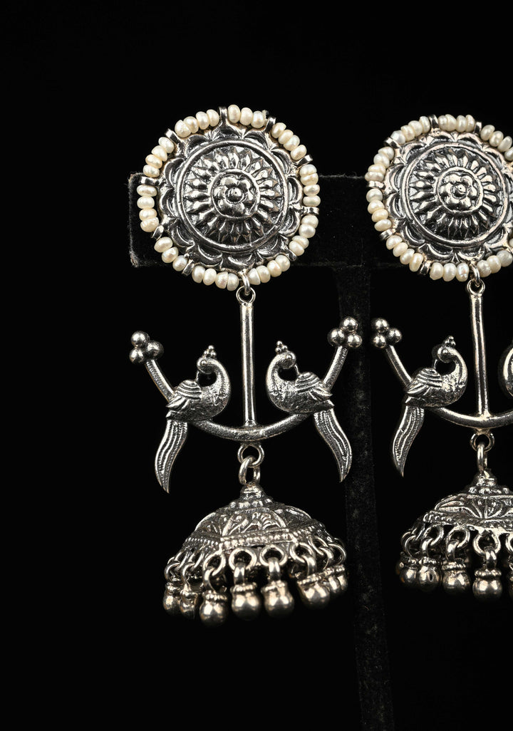 92.5 Pure Silver, Ezhil Oxidised Jhumkas