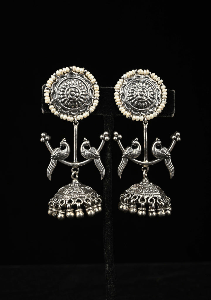 92.5 Pure Silver, Ezhil Oxidised Jhumkas
