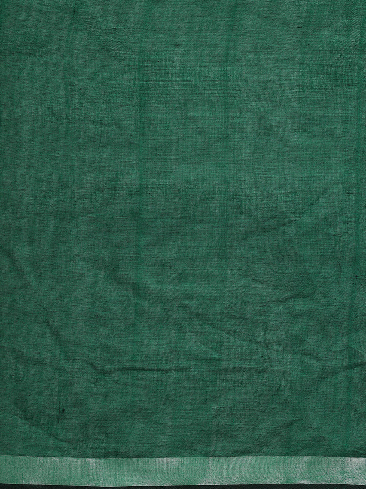 Green, Magenta & Blue Handloom Cotton Sequins Saree