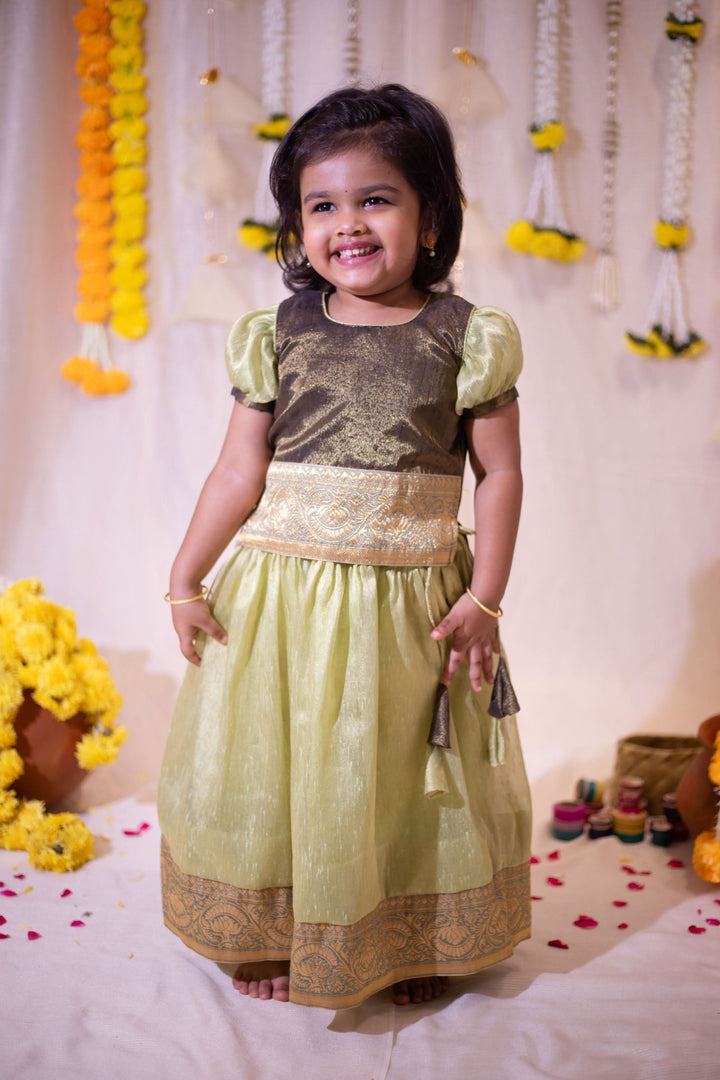 Sage and Black Girl Kid Lehenga and Top 2 Piece Set | Made To Order