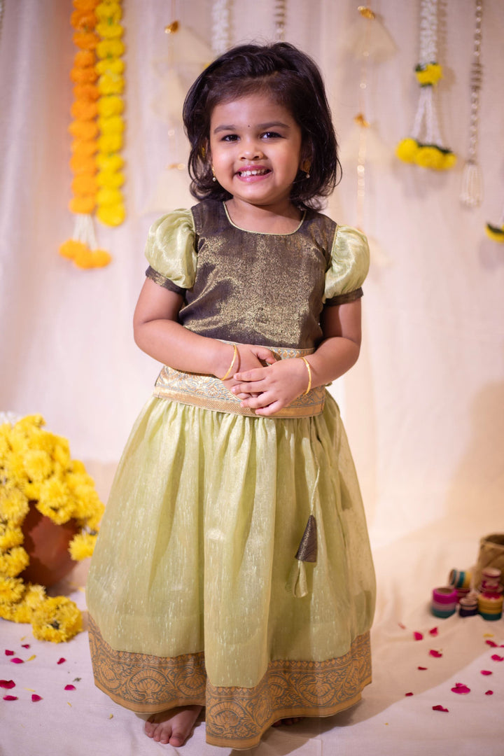 Sage and Black Girl Kid Lehenga and Top 2 Piece Set | Made To Order