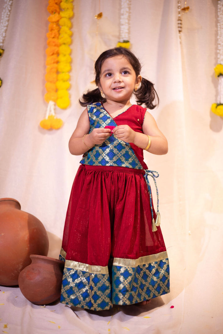 Made to Order-Vedha Maroon with Blue Mini