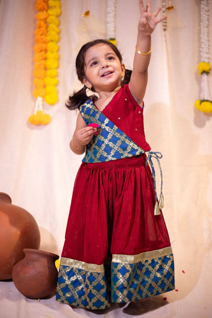 Made to Order-Vedha Maroon with Blue Mini