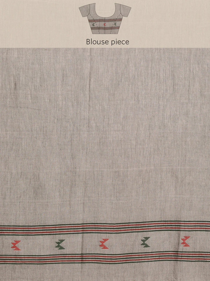 Gray Handloom Jamdani Cotton Saree