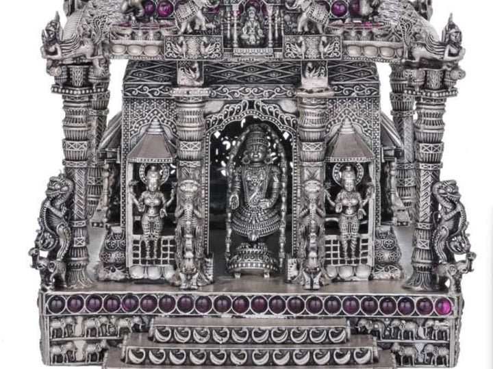 92.5 Silver Award Winning  Balaji Temple Statue with stones - 2Kg approx weight