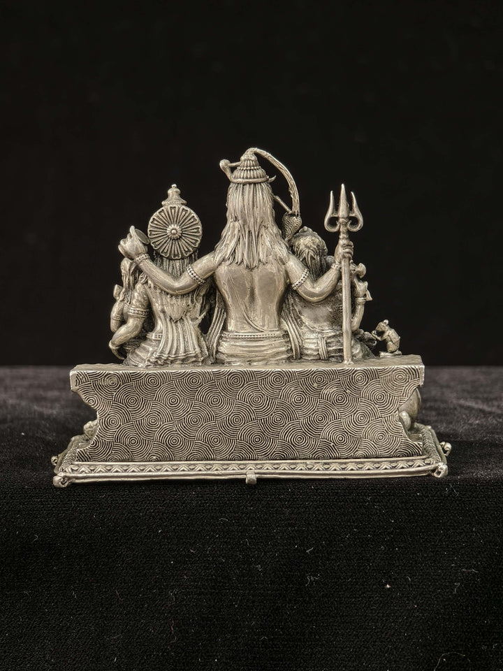 Exquisite Pure 92.5 Silver 3D Idol  Shiva Family, 360 degree work