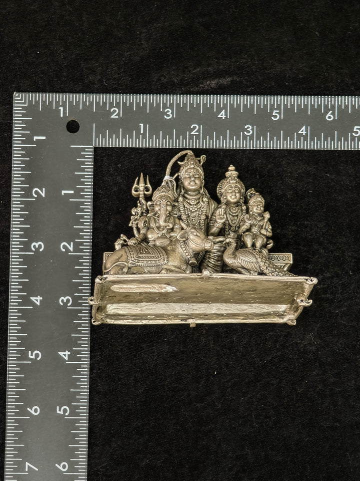 Exquisite Pure 92.5 Silver 3D Idol  Shiva Family, 360 degree work