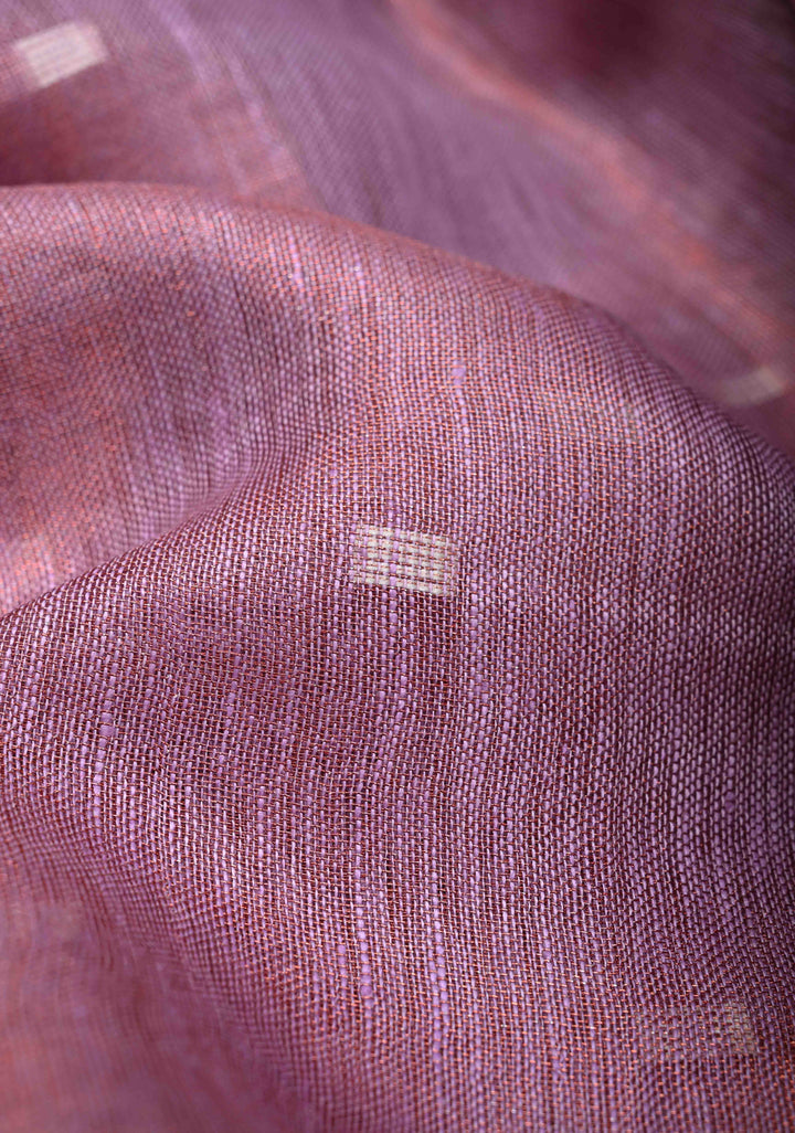 Pink Tissue Linen Saree with Thread Buttas Contrast Zari Border