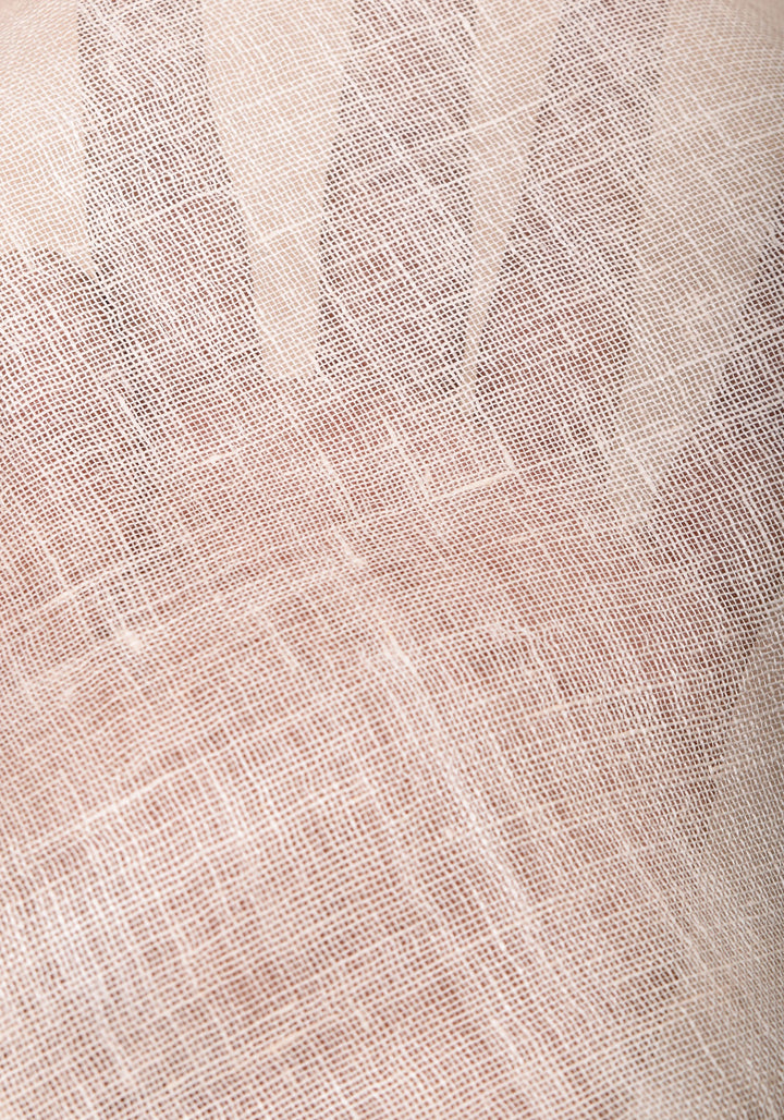 Ivory Linen by Linen saree with Red-Gold Border