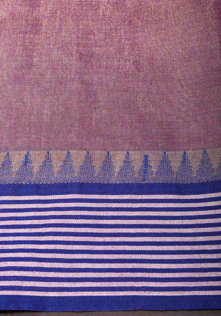 Soft Purple Tissue Linen Saree with contrast Border and Pallu