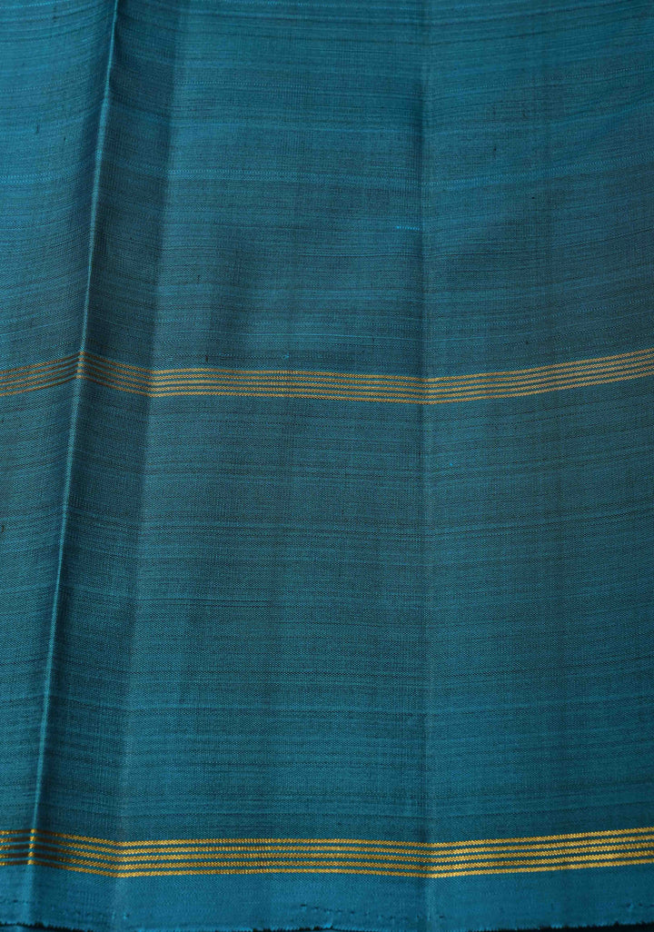 Black Brown Kanjivaram Pure Silk Saree with Vertical Stripes, zari buttas and Contrast Rettaipet Border | SILK MARK CERTIFIED