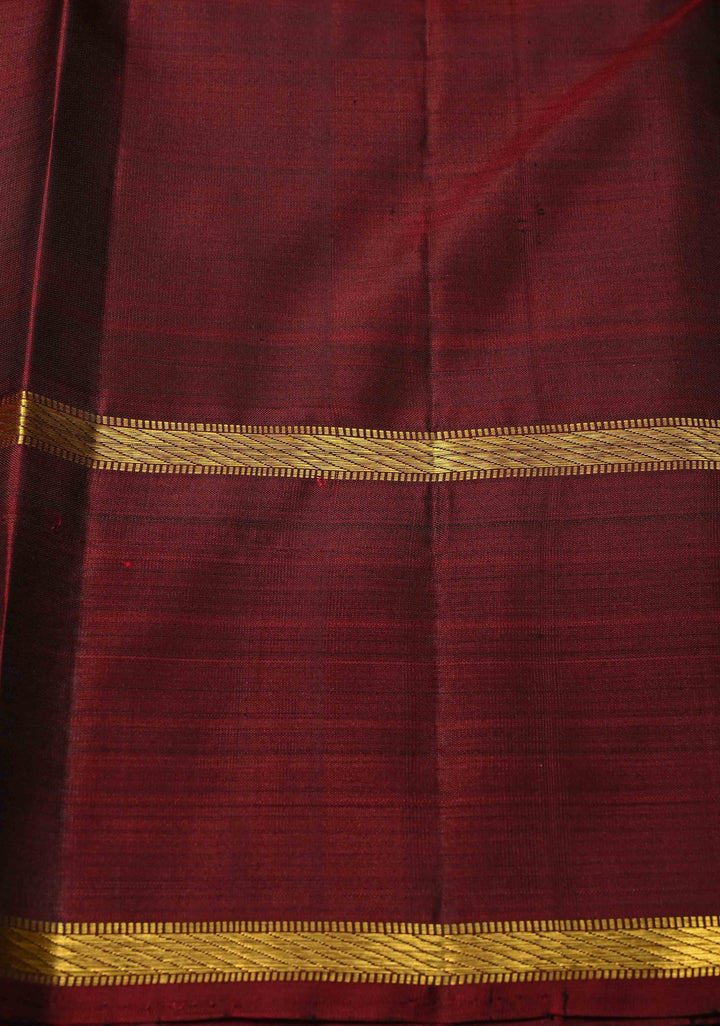 Green-Olive Green Kanjivaram Pure Silk Saree with Zari Checks and Contrast Rettaipet Border | SILK MARK CERTIFIED