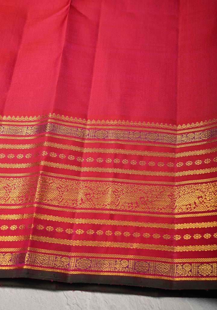 Hot Pink Kanjivaram Pure Silk Saree with Zair Buttas and Zari Border | SILK MARK CERTIFIED