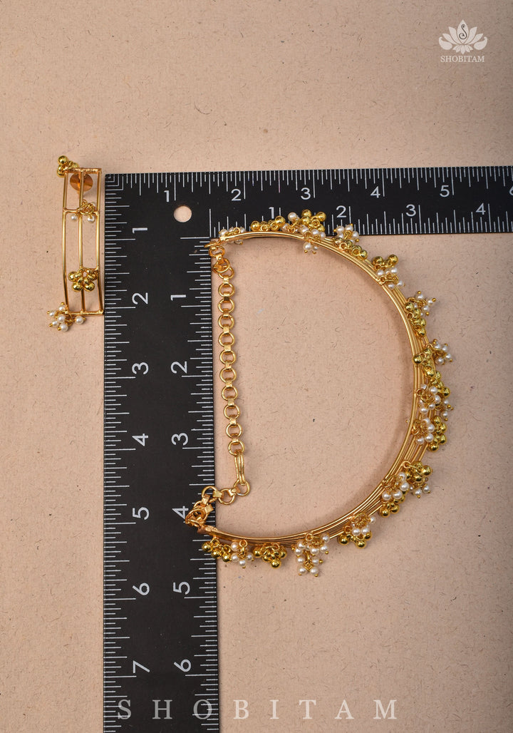 Statement Multi-wire design Neckpiece and earrings set with Dangling Beads | Shobitam Jewelry