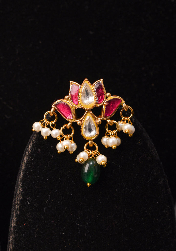 Charming Kemp Lotus on 5 row dainty beads Choker Set | Shobitam Jewelry