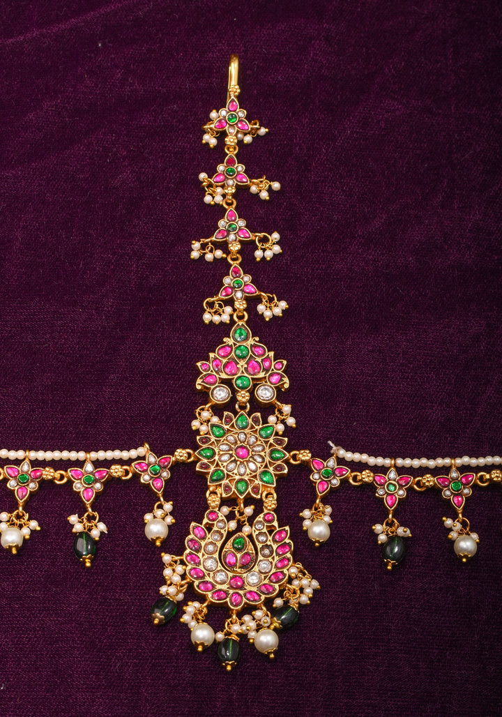 Maang Tika and Sheeshphool Ahmedabadi Kundan Hair Ornament