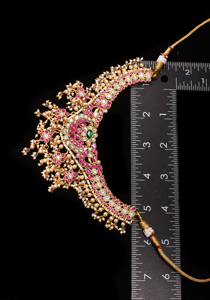 Jadau Necklace with dangling Pearls No Earrings