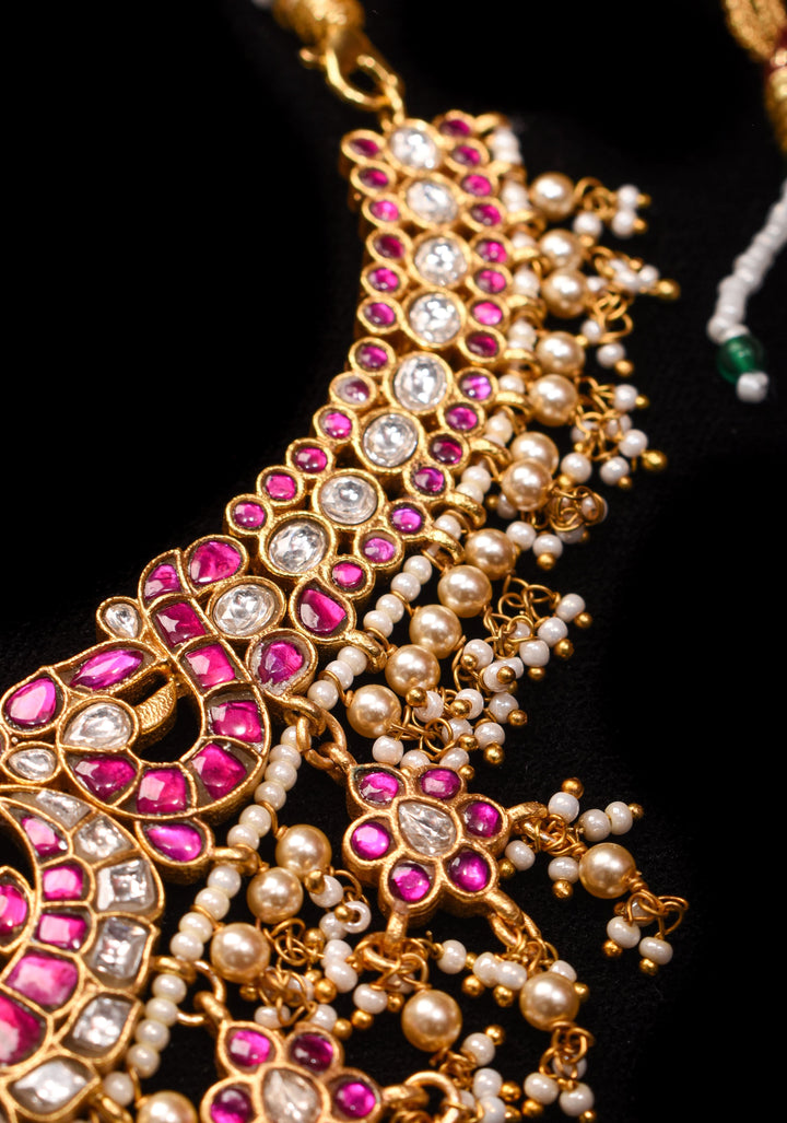 Jadau Necklace with dangling Pearls No Earrings