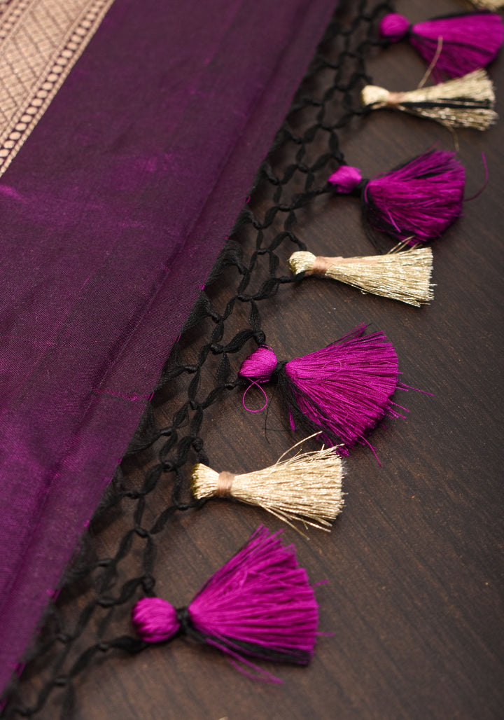 Purple Exquisite Banarasi Meenakari Jaal Katan Saree | SILK MARK CERTIFIED