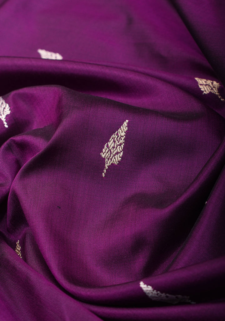 Dark Purple Meenakari Curvilinear Border Banarasi Katan Silk Saree with Alfi Motifs  | SILK MARK CERTIFIED
